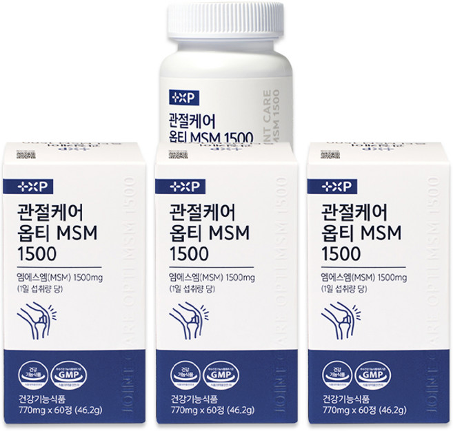 관절 케어 옵티 MSM 식이유황 비타민D 보스웰리아 피쉬콜라겐 뼈 건강 무릎 연골 약 영양제, 3개, 60정