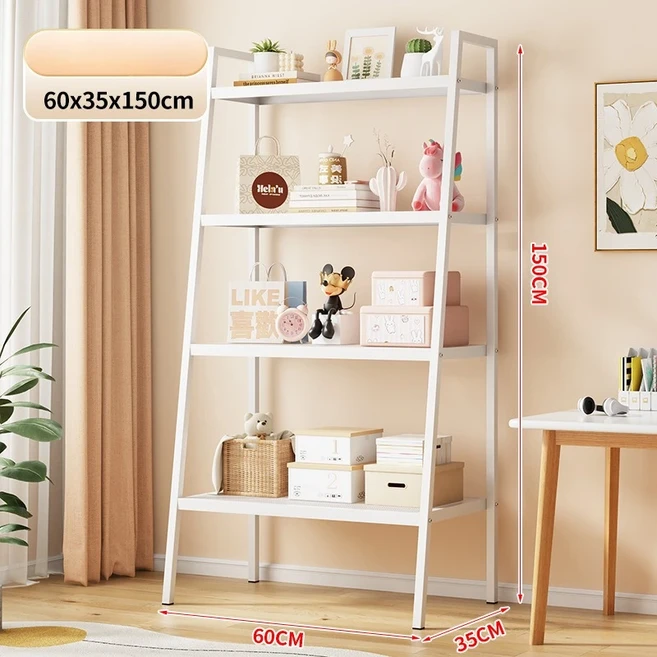 쿠쿠스토어 대형 사다리꼴 수납 선반 철제 다층 책장 가정 바닥 진열대 장식, 09 white 0X35X150cm