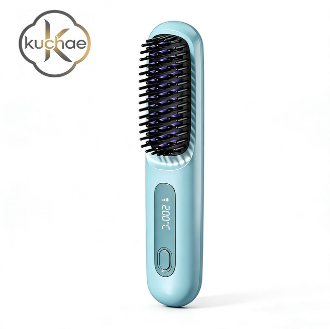 Kuchae 빗고데기 음이온 온도조절 매직기, 블루