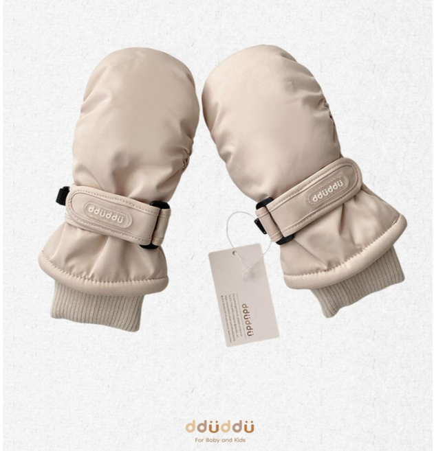 뚜뚜아트 유아 어린이 스키 방수 장갑 베이지 방한 장갑