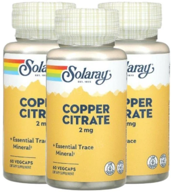 쏠라레이 구리 시트레이트 2mg 60 베지캡슐, 3개, 60정 - 쿠팡