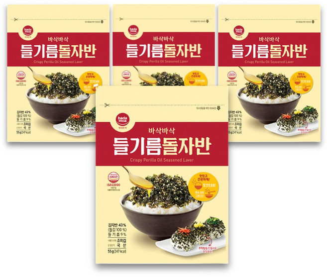 바다모아 들기름 돌자반, 55g, 4개