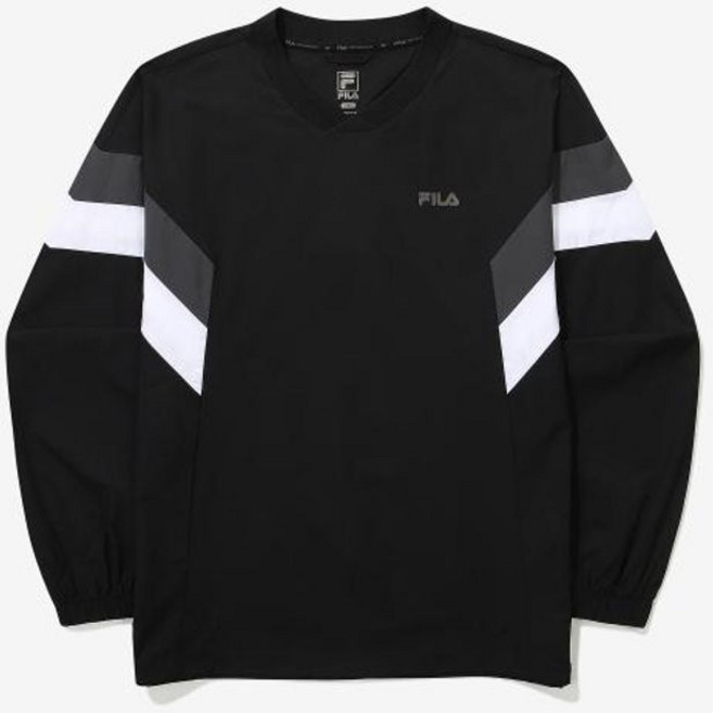 휠라 공식 스트레치 브이넥 우븐 맨투맨 FS2POG1205X BLK