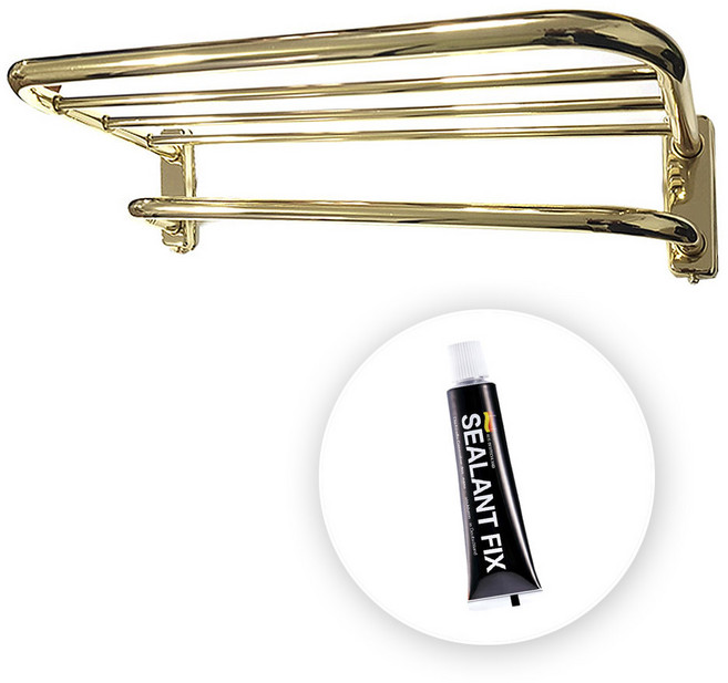 바스원 무타공 국산 2단 선반 수건걸이, 골드, 1개