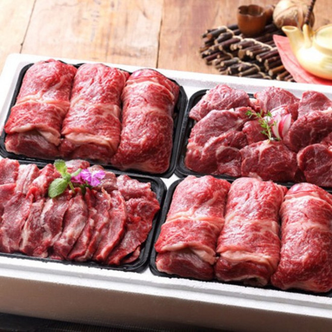 [名品]횡성한우 1등급 구이선물세트 2kg(등심500 등심500 안심500 특수부위500), 1개