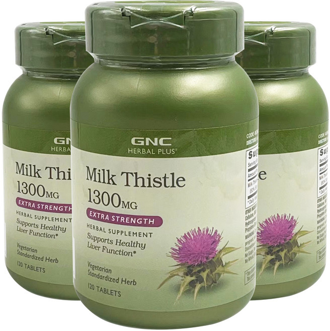 GNC 밀크시슬 1300mg 타블렛, 120정, 3개