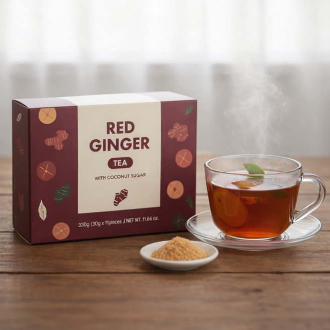 겨울 감기 코코넛 슈가 따뜻한 레드 생강차 적생강 적생강차 레드진저 진저티, 1세트, 11개입, 30g