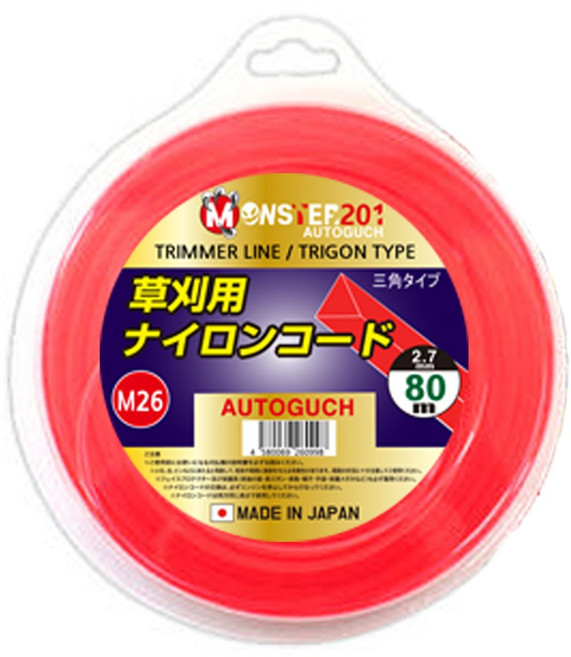 강남몬스터 적색 삼각 M26 2.7mmx80m 줄날 예초기날 나일론줄, 1개