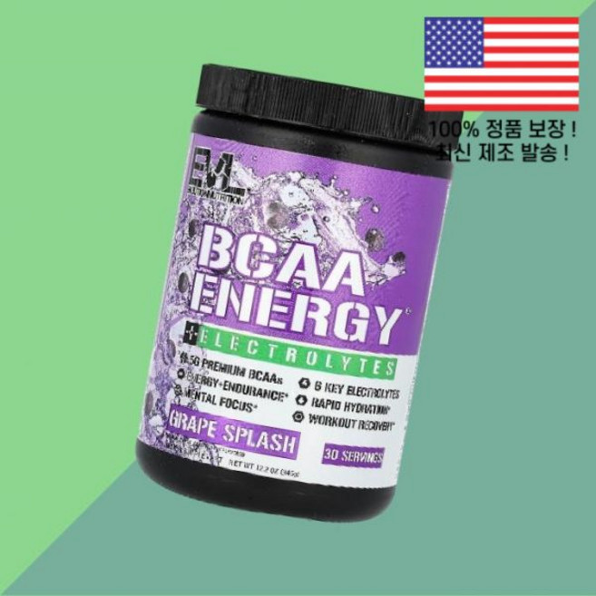 에블루션 뉴트리션 BCAA 아미노산 BACC 에너지 플러스 전해 일렉트로라이트 포도 그레이프 스플래시 12.2온스 345g EVL Energy Plus Electrolytes