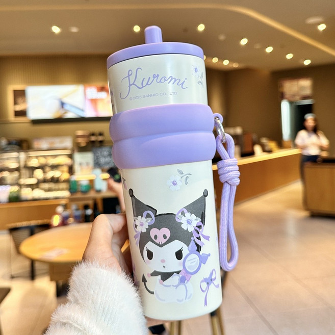 冰霸杯陶瓷內膽保溫杯保冷杯吸管杯便攜車載水杯, 庫洛米 圖三,701ml-900ml, 1個