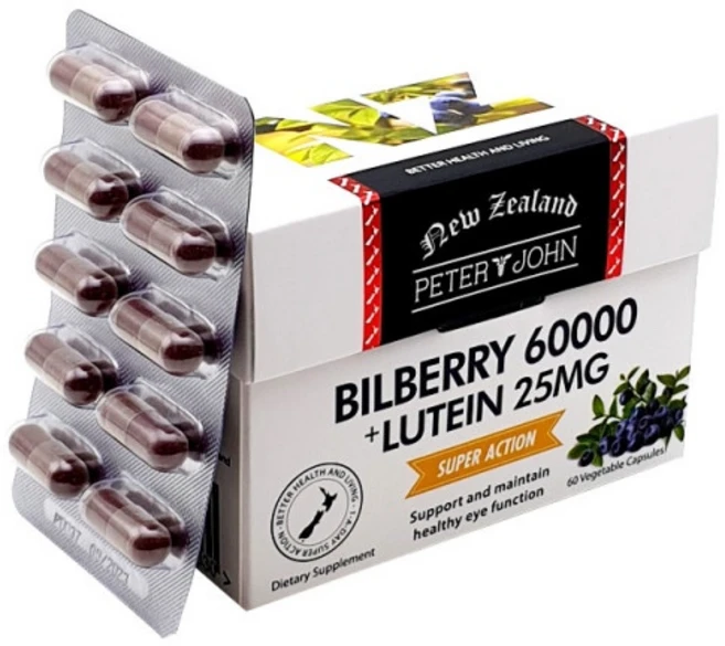 피터앤존 뉴질랜드 빌베리 루테인 60000mg 안토시아닌 60캡슐, 1박스, 60정 - 쿠팡
