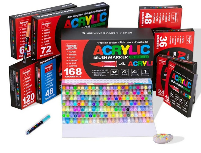 GUANGNA 아크릴 페인트 마커 브러시 팁 전문가급 페인트 펜 GN 8101, 1개, 36색, 36색