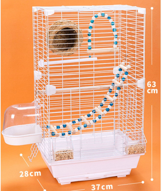 YEEGO 亞克力鐵絲鳥籠 附配件, 白色, 1套