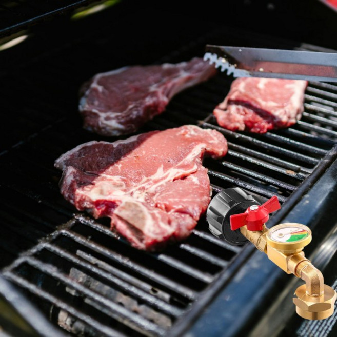 황동 가스 압력 게이지가 있는 프로판 어댑터 QCC1 용 ON-OFF 제어 밸브, 1개