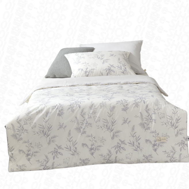 April At Home 80수면 프린트 파이핑 양모이불 - 싱글 그레이