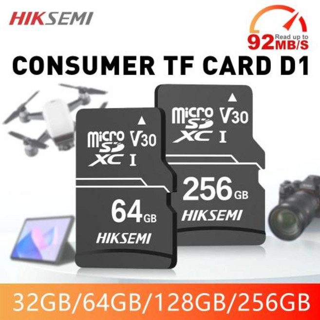 HIKSEMI 고속 미니 SD 카드 16GB 32GB 64GB 128GB 256GB 클래스 10 SD 카드 TF 카드 스마트폰, 1개