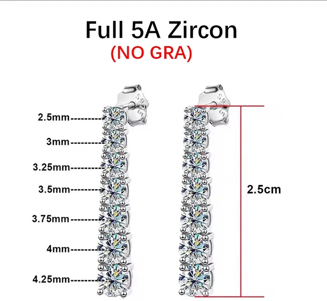 BXINY 2.8CT 전체 Moissanite 드롭 귀걸이 S925 실버 D 컬러 랩 다이아몬드 술 매달려 귀걸이 여성을위한, 01 Full Zircon