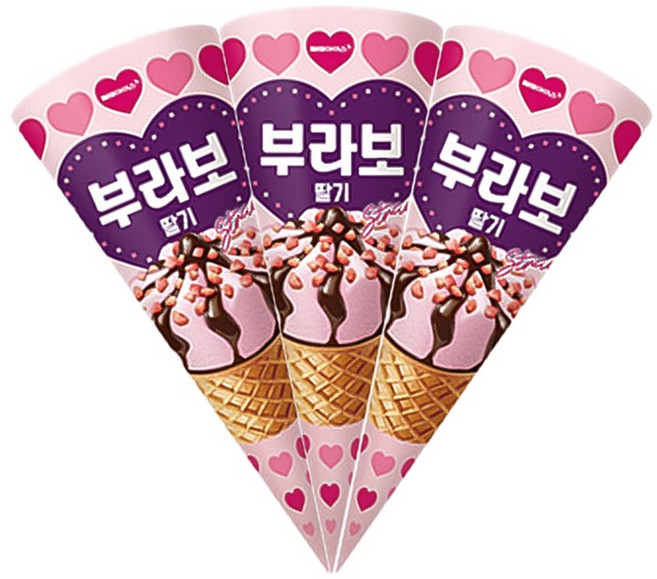 해태아이스 부라보콘 스트로베리, 160ml, 15개