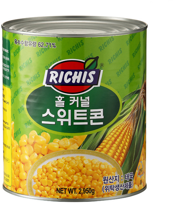 리치스 홀 커넬 스위트 콘 통조림, 2.95kg, 6개