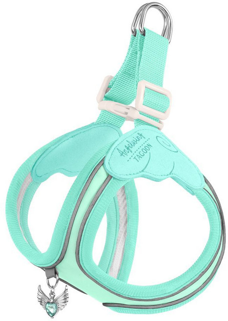 Angel&Co 狗牽引繩背心式小型犬胸背帶 夏季透氣防勒脖, 1個, 藍色（單胸背）XL碼（建議15-23斤）