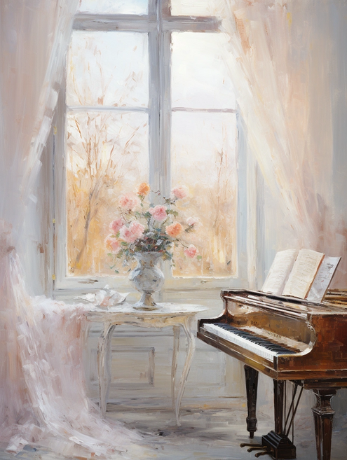 창가의 피아노방 꽃병 우드 조각퍼즐 북유럽 감성 레트로 힐링 풍경유화 스트레스 해소 장난감 컬렉션그림퍼즐 300 500 700 1000조각, 창가의 피아노방 꽃병 퍼즐선택3, 700피스, 1개