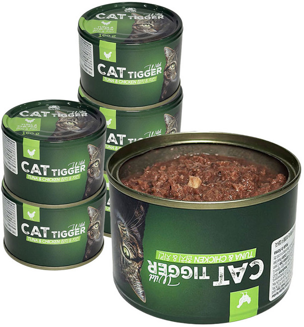 사조 캣티거 와일드 고양이 간식 습식캔 참치&치킨, 6개, 160g
