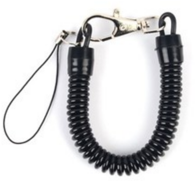 고무용수철 스타일 검정색 스프링 줄 키링 핸드폰고리 겸용 분실 방지 고리 스마트폰 가방고정줄 14cm 20cm 길이선택, 1개