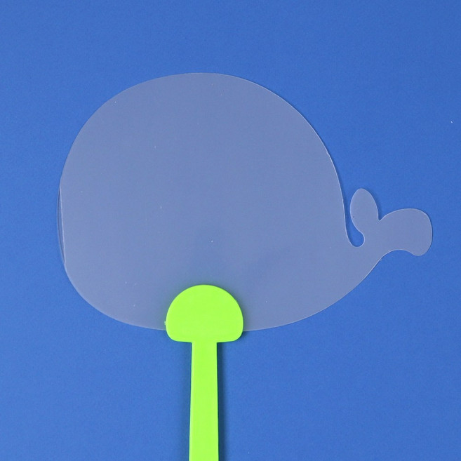 [아이디몬] 두꺼운 PVC 투명부채 고래 여름 부채 만들기 꾸미기 단단한 손잡이 캘리그라피 PP 휴대용, 1개