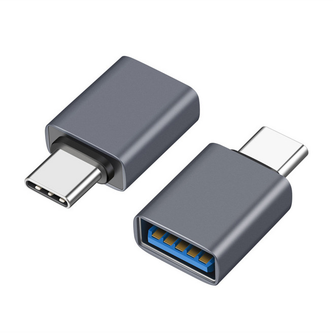 믹스MICS 1+1 메탈 알루미늄 USB-A to USB C타입 USB 3.2 10Gbps Type-C 변환젠더 2P, 그레이1P+블랙1P, 1세트, 26mm