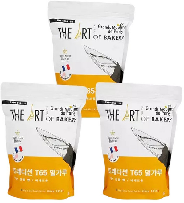 프랑스 밀가루 트레디션 T65 1kg X 3개, 1000g