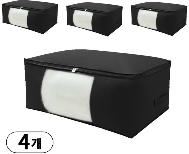 모아봐 패브릭 이불 의류 보관 가방, 4개, 검정색