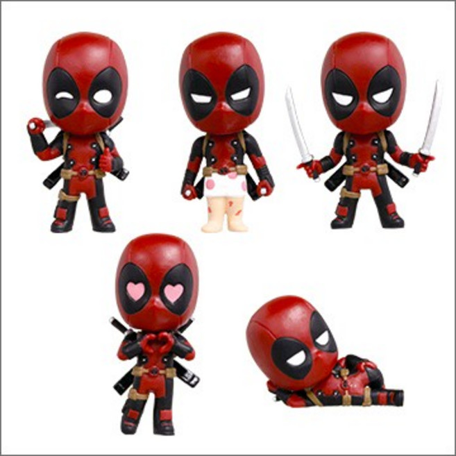 MARVEL 漫威 死侍公仔 扭蛋 擺飾, 1個, 一套五款