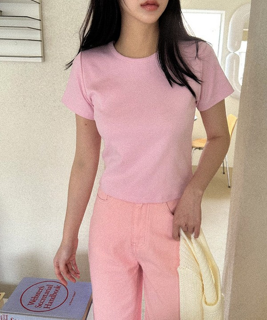 (하이퀄리티) 산뜻 파스텔 탄탄 캡소매 깔끔 코튼 스판 무지 면 반팔티 (무료배송)