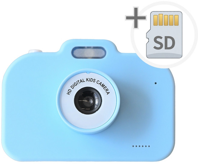 토이토 4세대 어린이 미니 토이 디지털 카메라 키즈 C타입 SD카드, 1개, 블루