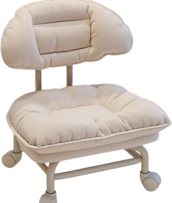 萬向輪云朵凳子 兒童學習椅 旋轉換鞋椅 帶娃神器, 奶油白,舒適軟綿雲朵椅, 1個