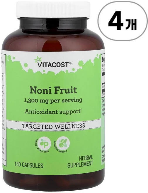비타코스트 노니 열매 650mg Vitacost Noni Fruit 650 mg 180정, 4개 - 쿠팡