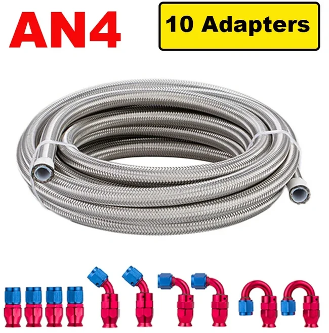 6M 20FT AN4/6/8 PTFE 스테인레스 스틸 땋은 연료 오일 라인 어셈블리 0+45+90+180 학위 10x 스위블 엔드