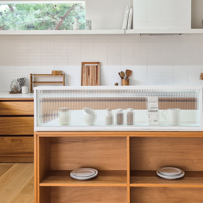 카미코코 아일랜드 유리 주방 파티션 1200, 화이트