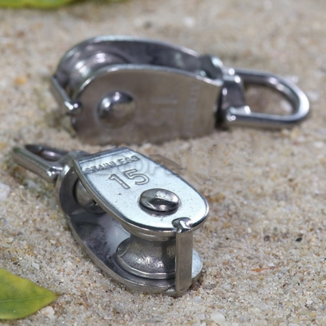 스텐 싱글풀리 도르래 스테인레스 와이어 로프 밧줄 도르레 캠핑 등산장비 등반 안전용품, 1개