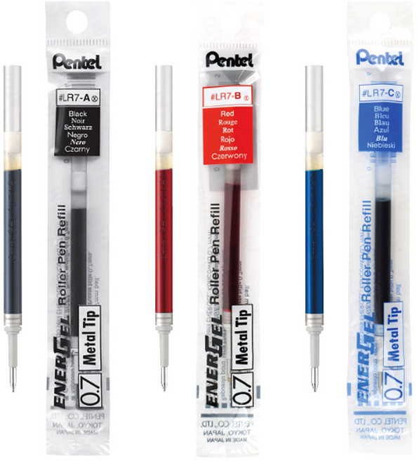 펜텔 에너겔 리필심 LR7 0.7mm 검정10개+빨강1개+파랑1개 총12개구성, 12개, 검정10갸+빨강1개+파랑1개