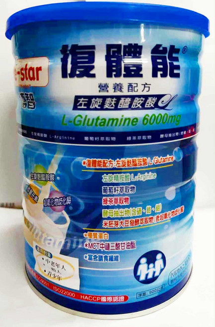 e-star 復體能 營養配方奶粉 (左旋麩醯胺酸6000mg) 中老年人/青少年適用, 900g, 1個
