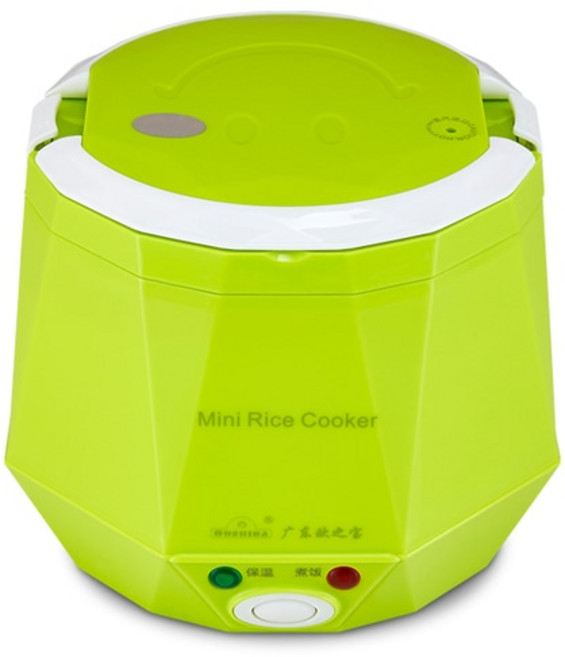 전기냄비멀티쿠커 멀티쿠커분리형 DC12V/DC24V/AC220V 100W 전원 4 in 1 요리 기능 1.3L 귀여운 전기 소형, [03] green, [01] 24V, 03 green_01 24V