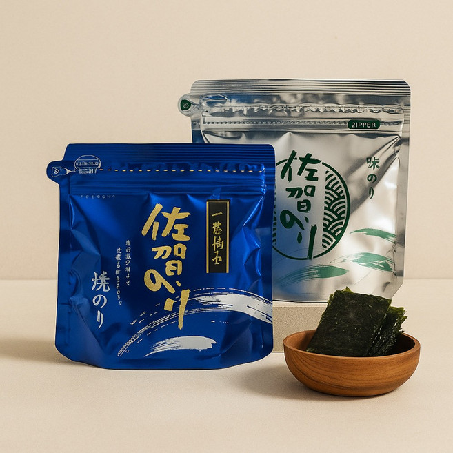 아리아케 바리바리 노리 일본 김 8컷 80장 실버/블루 2종 세트, 2개, 35g