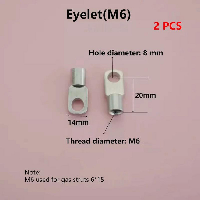 자동차 가스 용수철 리프트 서포트 댐퍼 교체 고정 엔드 피팅 커넥터 볼 소켓 아일렛 M6 M8 암 액세서리 2, 한개옵션1, 01 Eyelet M6