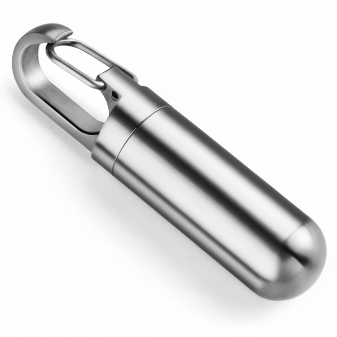 글램띵 스텐 알약 보관용 카라비너 키링, 미니, 1개