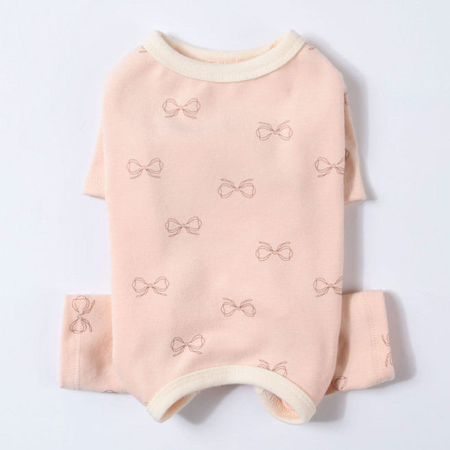 강아지올인원 강아지 실내복 내복 올인원 강아지옷 여아용 리본베베, 1개, AL097PK