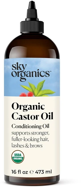 스카이 오가닉스 캐스터 오일 16oz 속눈썹 손톱 영양 공급 바디 마사지 유기농, 1세트, 473ml - 쿠팡