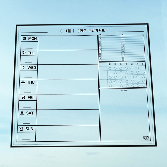 투명칠판 주간행사표 스케줄보드 계획표 위클리칠판 화이트보드, 투명, B. 투명접착제