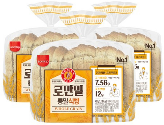 [오티삼립]로만밀 통밀식빵 420g 3봉, 없음