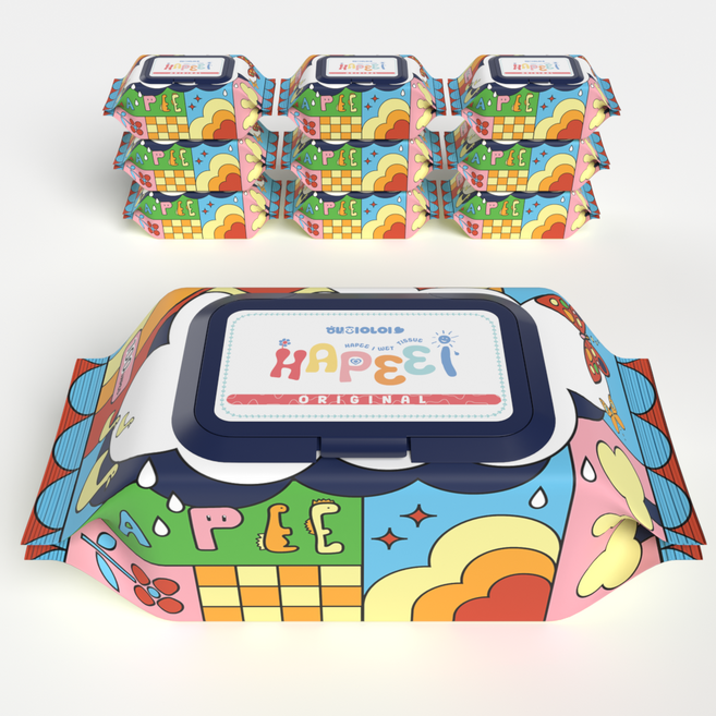 해피아이 초순수 아기 물티슈 오리지널 엠보싱 캡형 10팩, 10개, 100개입, 50g